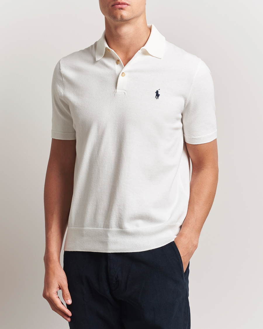 Herre | Gensere | Polo Ralph Lauren | Knitted Short Sleeve Polo Deckwash White