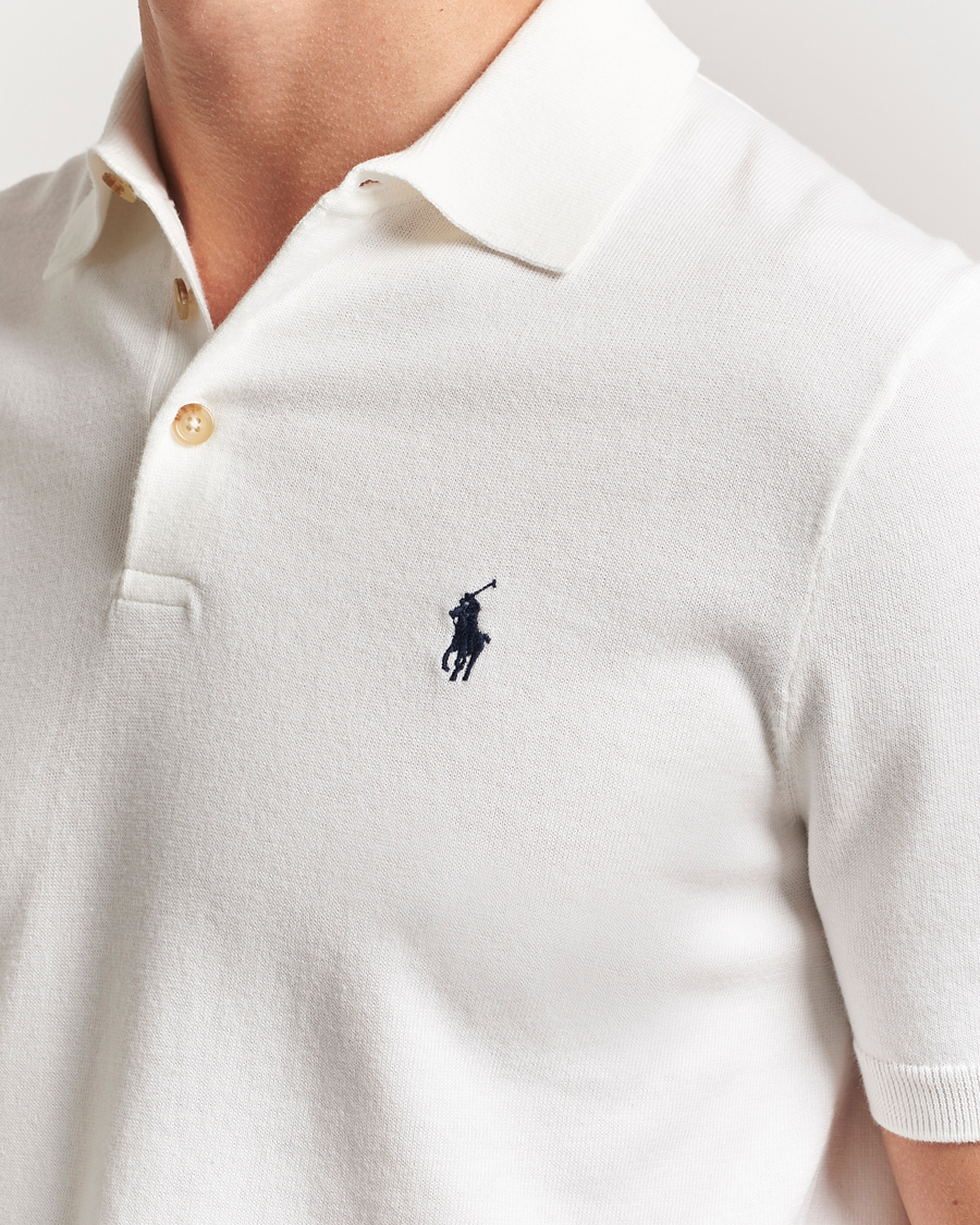 Herre | Gensere | Polo Ralph Lauren | Knitted Short Sleeve Polo Deckwash White