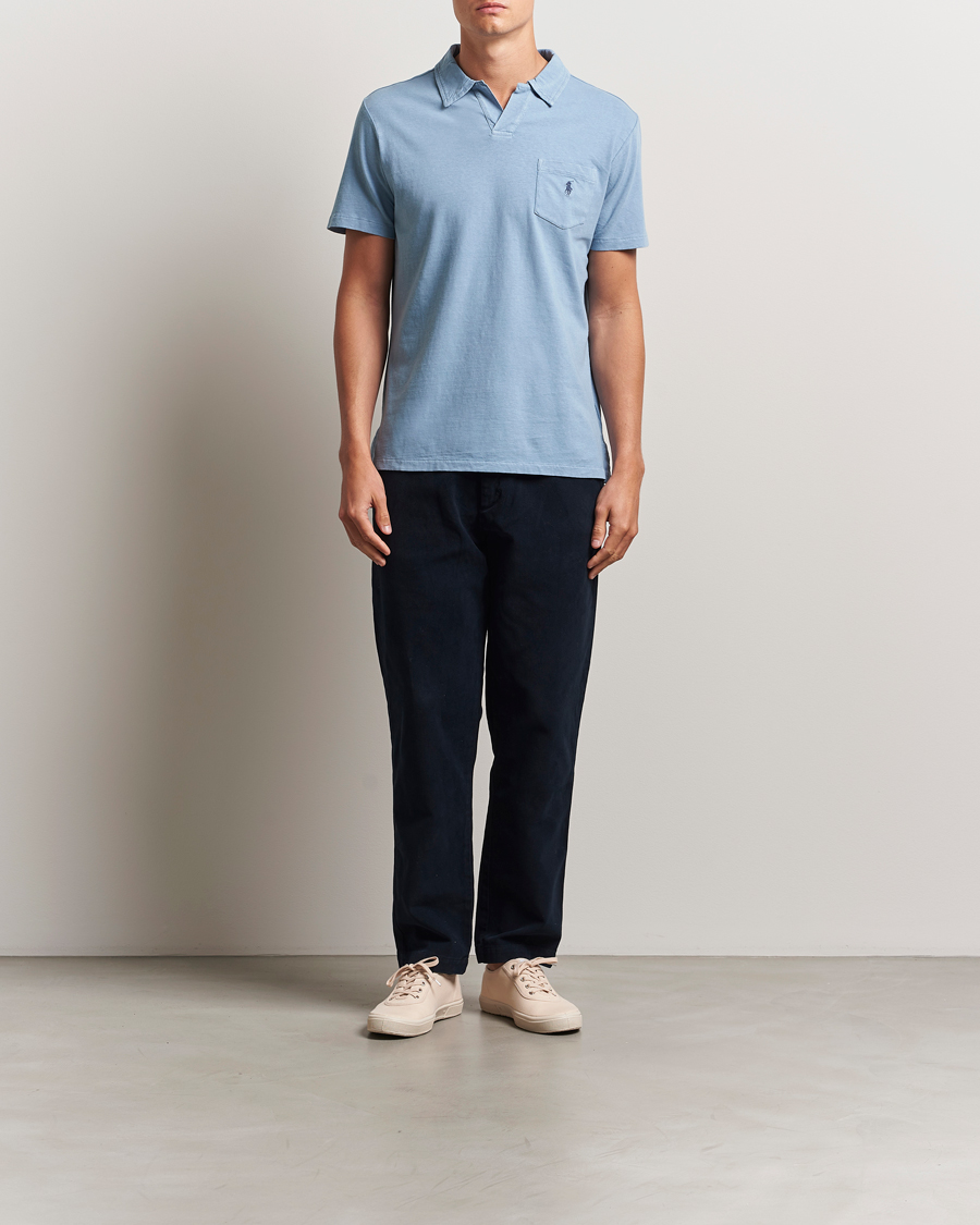 Herre | Pikéer | Polo Ralph Lauren | Johnny Cotton/Linen Polo Channel Blue