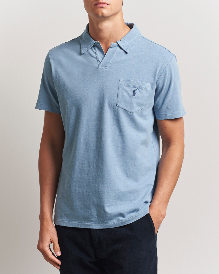 Herre | Pikéer | Polo Ralph Lauren | Johnny Cotton/Linen Polo Channel Blue