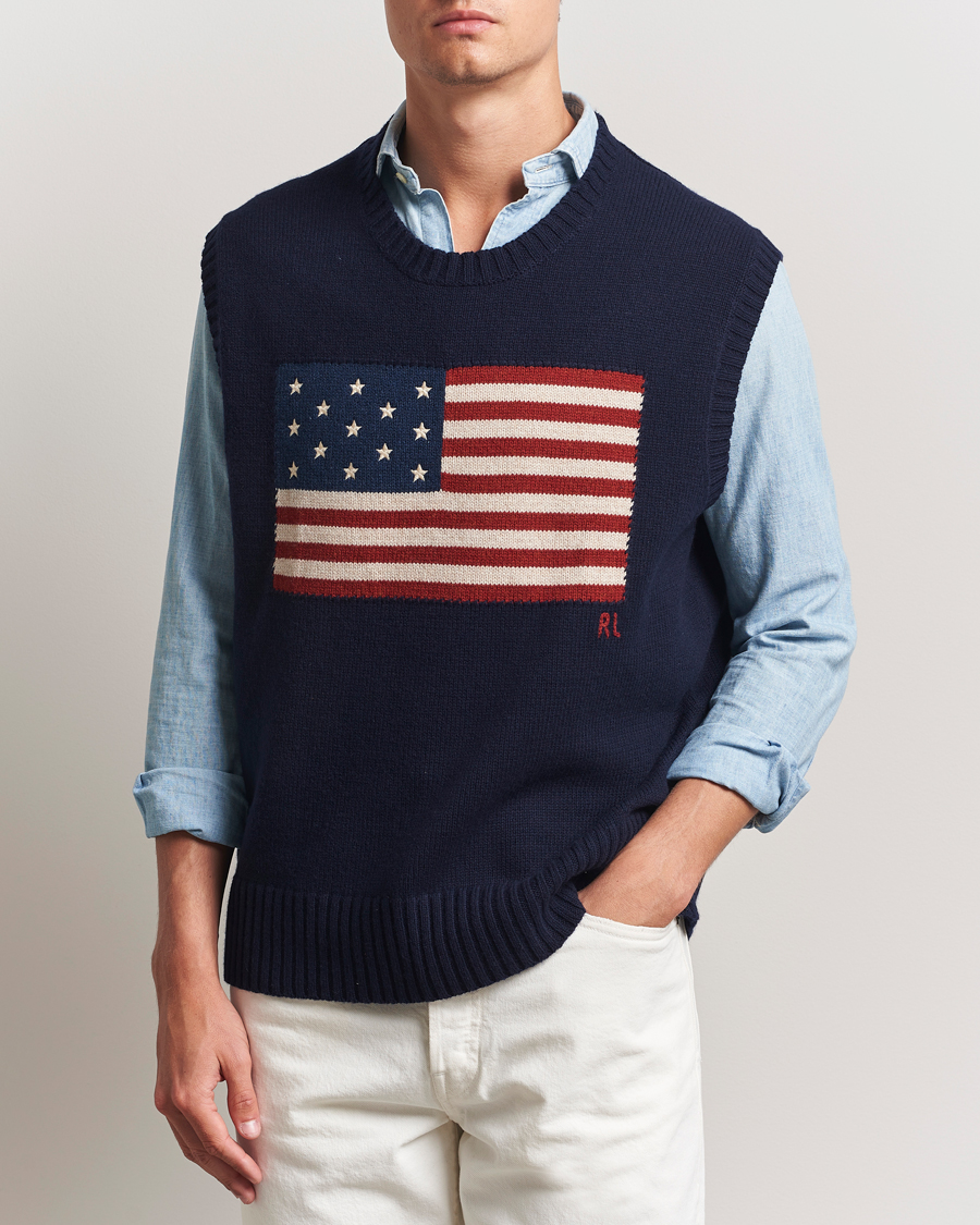 Herre | Gensere | Polo Ralph Lauren | US Flag Cotton/Wool Vest Hunter Navy