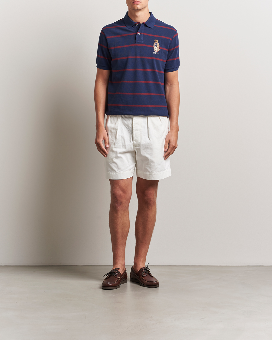 Herre | Pikéer | Polo Ralph Lauren | Custom Slim Fit Bear Striped Polo Navy/Heritage Bear