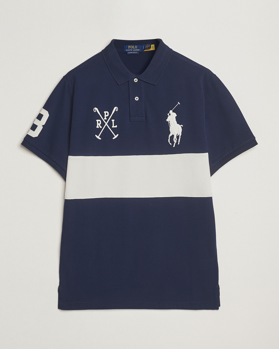 Herre | Pikéer | Polo Ralph Lauren | Custom Slim Block Stripe Polo Newport Navy/Nevis