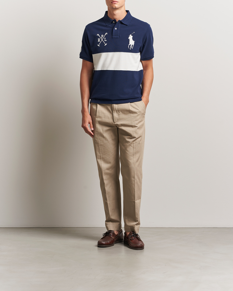 Herre | Pikéer | Polo Ralph Lauren | Custom Slim Block Stripe Polo Newport Navy/Nevis