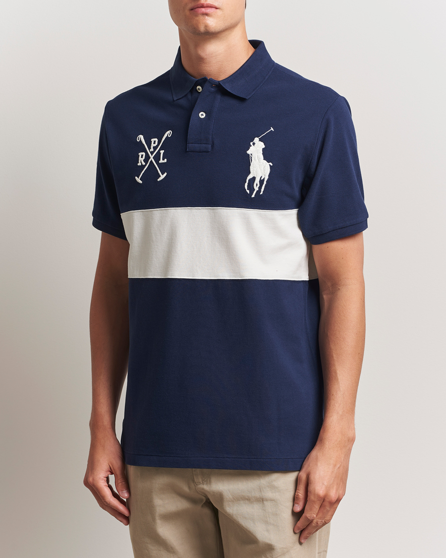 Herre | Pikéer | Polo Ralph Lauren | Custom Slim Block Stripe Polo Newport Navy/Nevis
