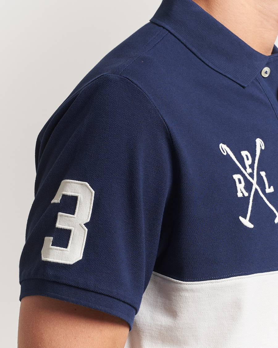 Herre | Pikéer | Polo Ralph Lauren | Custom Slim Block Stripe Polo Newport Navy/Nevis