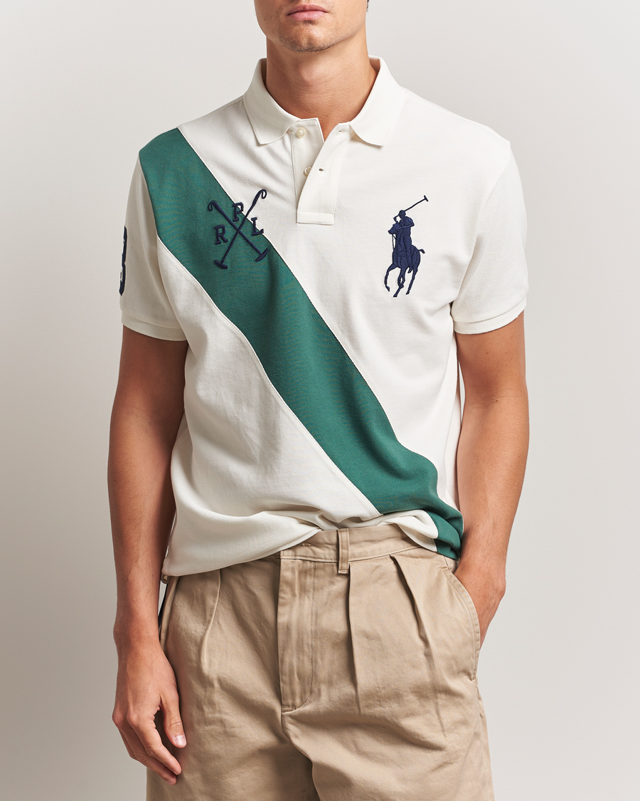 Herre | Pikéer | Polo Ralph Lauren | Custom Slim Diagonal Stripe Polo Nevis/Washed Forest