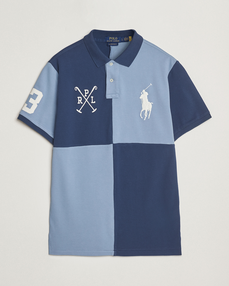 Herre | Pikéer | Polo Ralph Lauren | Custom Slim Check Polo Rustic Navy/Channel Blue