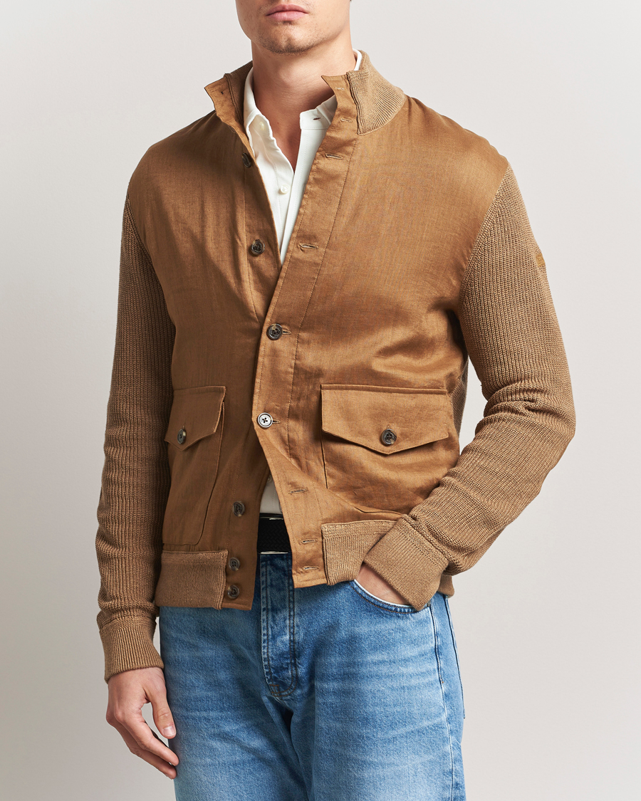 Herre | Gensere | Polo Ralph Lauren | Linen Skeet Jacket Brown Linen Combo