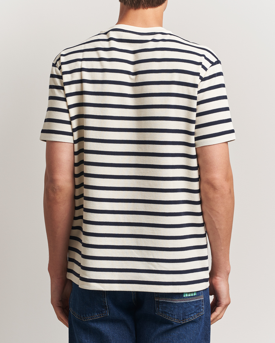 Herre | T-Shirts | GANT | Waffle Textured Striped T-Shirt Cream