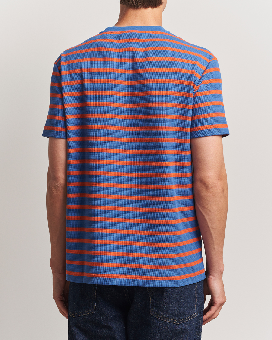 Herre | T-Shirts | GANT | Waffle Textured Striped T-Shirt Rich Blue