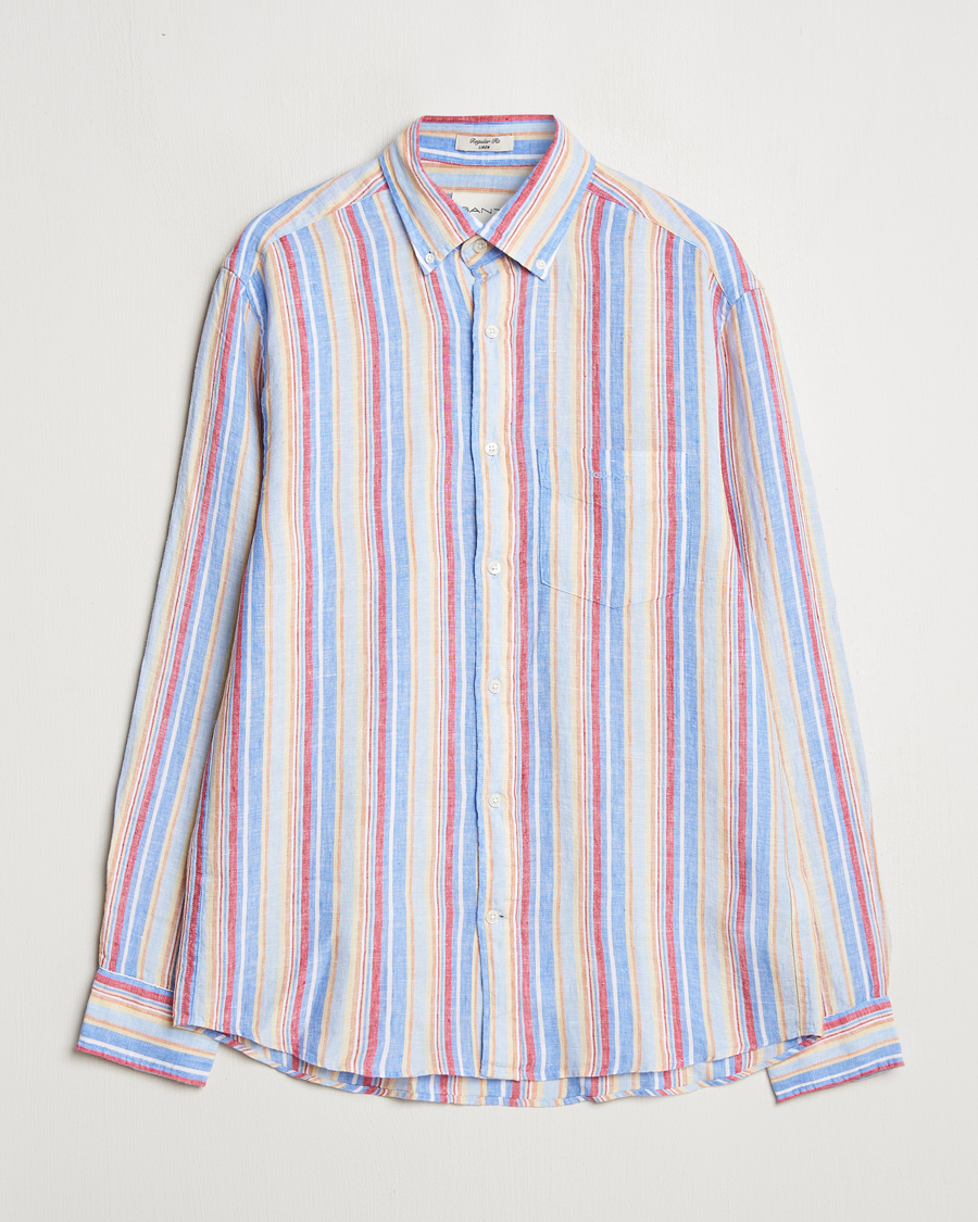 Herre | Skjorter | GANT | Regular Fit Linen Striped Shirt Multi