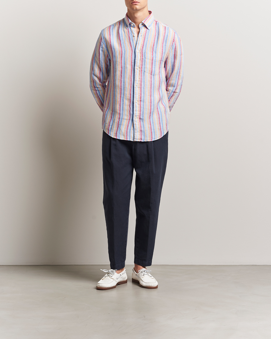 Herre | Skjorter | GANT | Regular Fit Linen Striped Shirt Multi