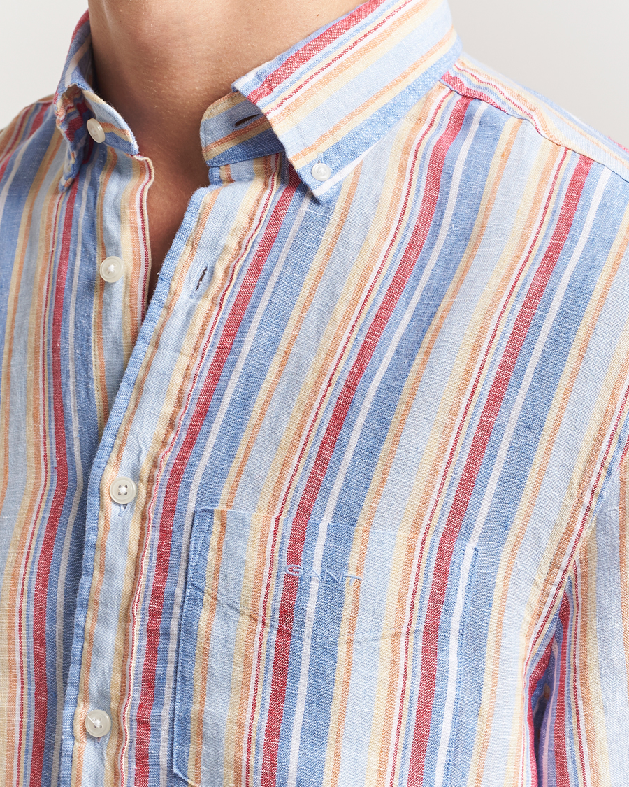 Herre | Skjorter | GANT | Regular Fit Linen Striped Shirt Multi