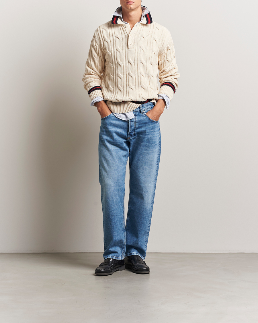 Herre | Gensere | GANT | Cable Heavy Knitted Polo Cream