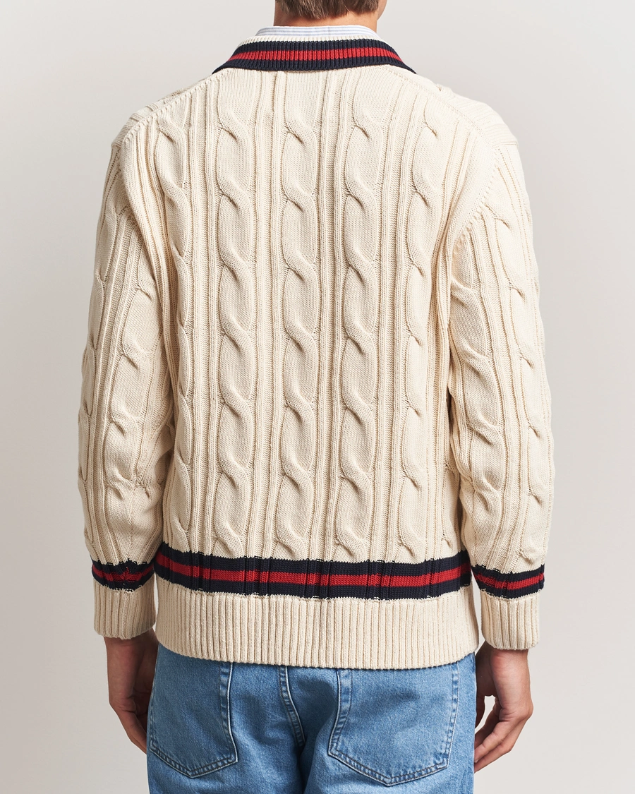 Herre | Gensere | GANT | Cable Heavy Knitted Polo Cream