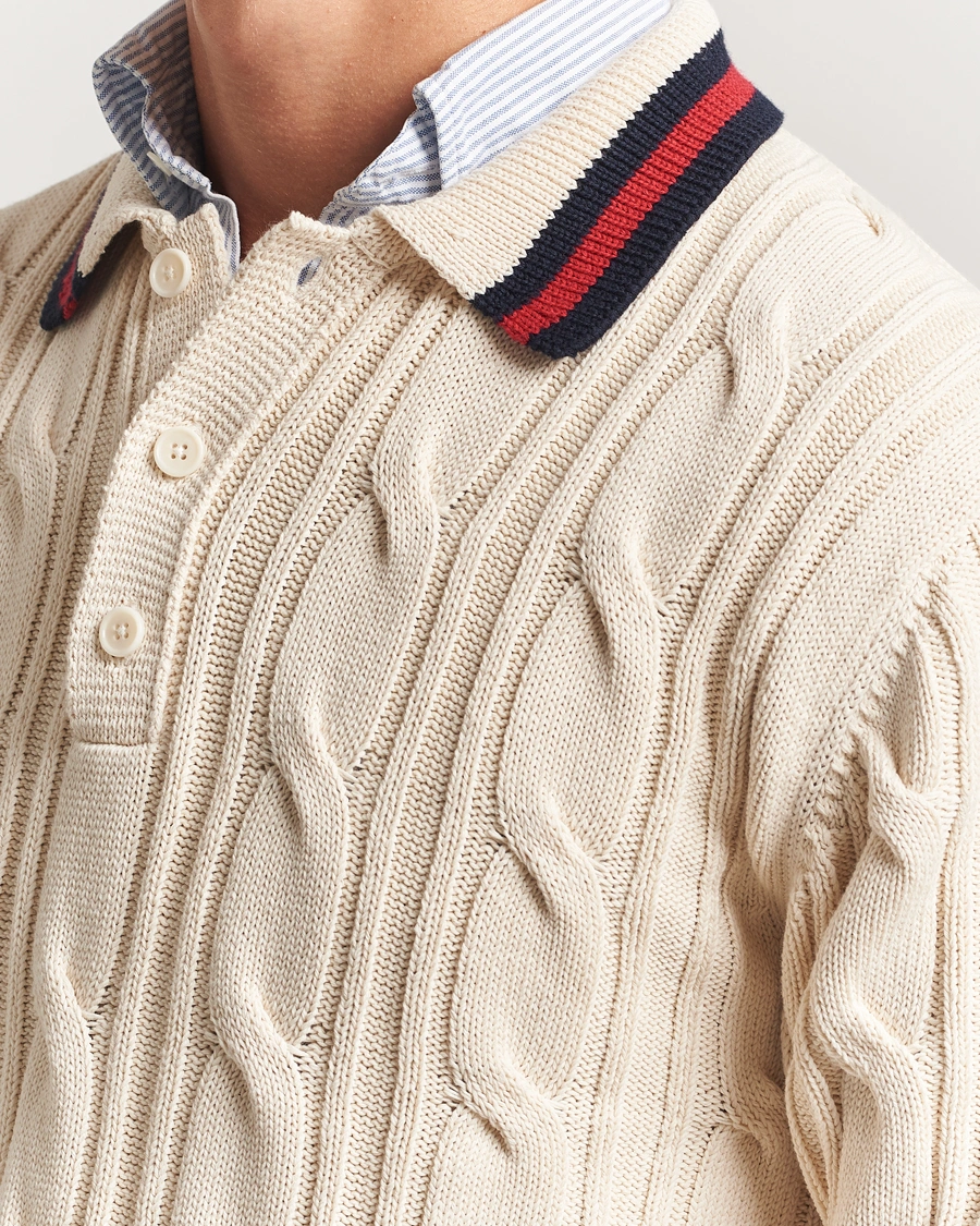Herre | Gensere | GANT | Cable Heavy Knitted Polo Cream