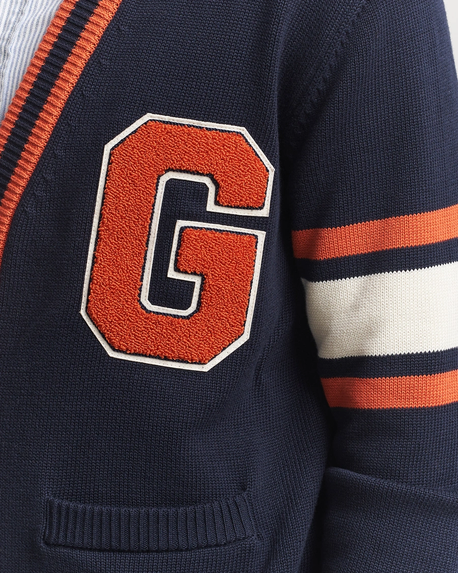 Herre | Gensere | GANT | G-Badge Knitted Cardigan Evening Blue