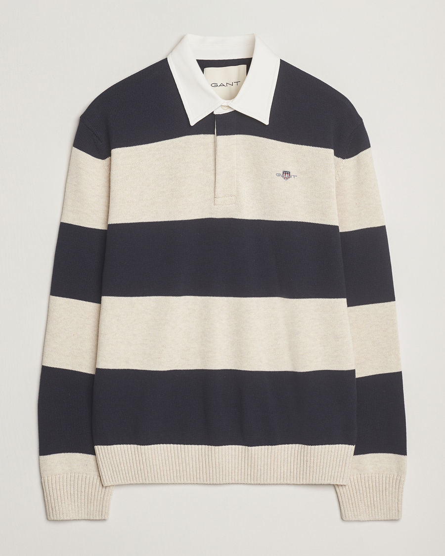 Herre | Gensere | GANT | Knitted Barstriped Rugger Evening Blue