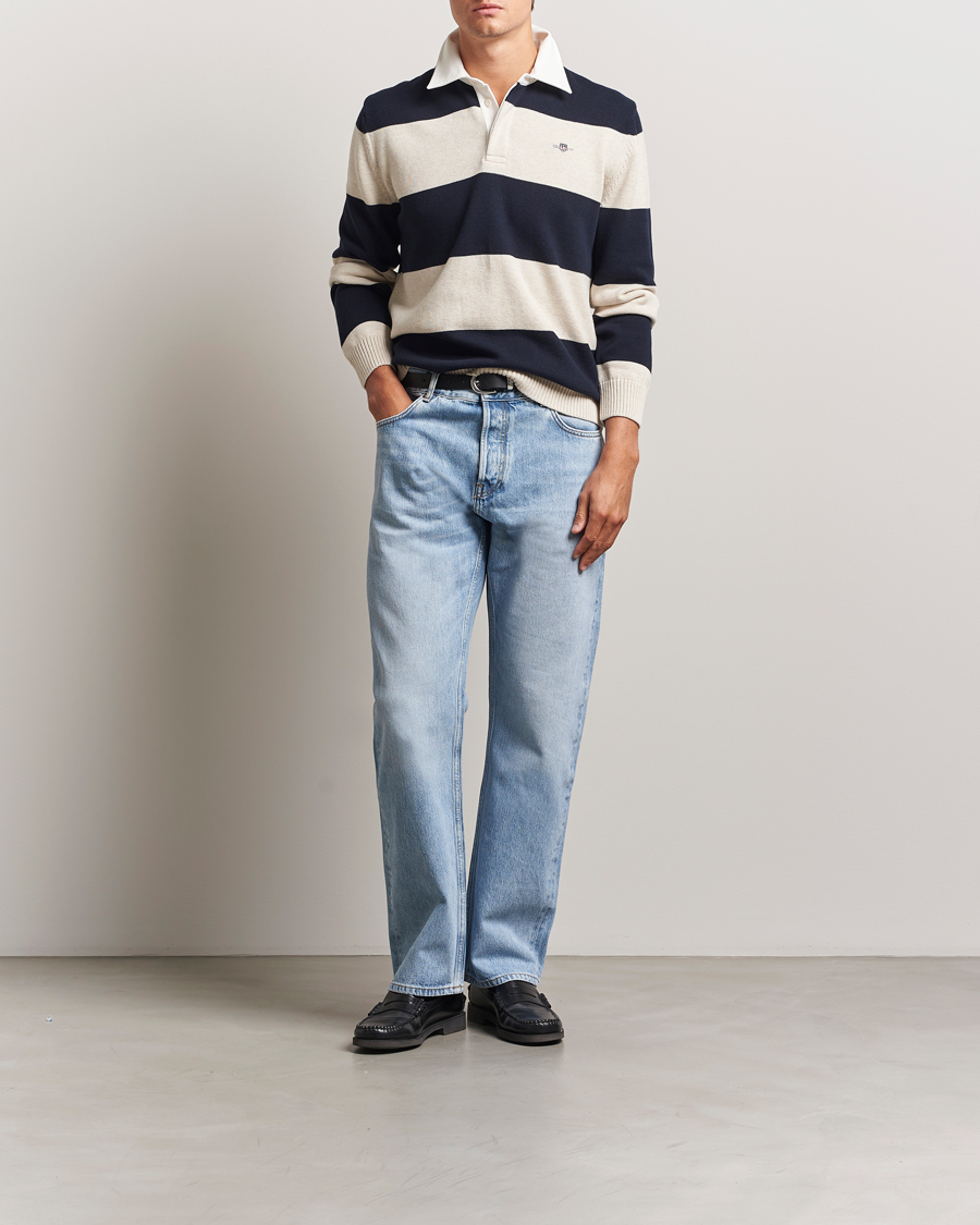 Herre | Gensere | GANT | Knitted Barstriped Rugger Evening Blue