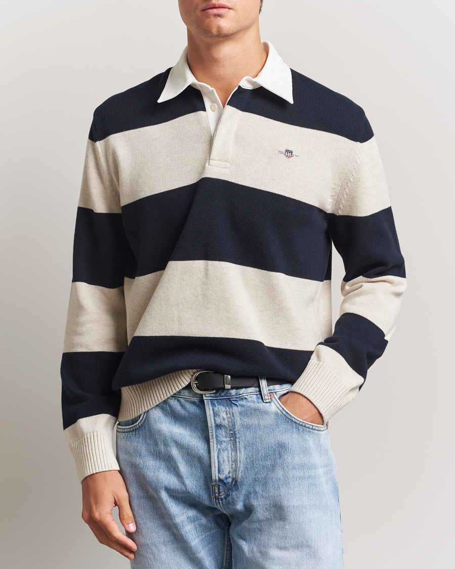 Herre | Gensere | GANT | Knitted Barstriped Rugger Evening Blue