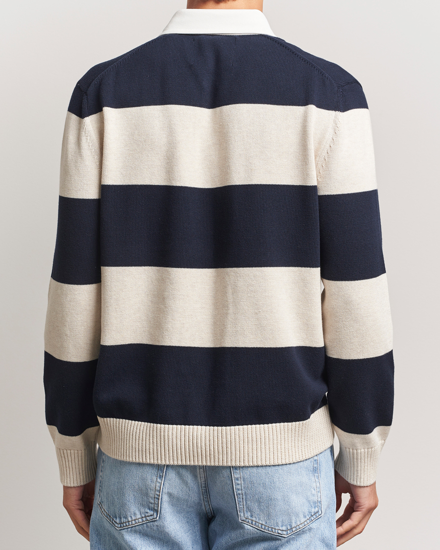 Herre | Gensere | GANT | Knitted Barstriped Rugger Evening Blue