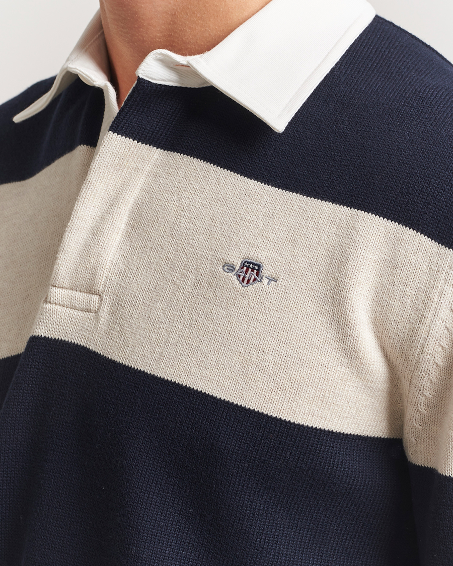 Herre | Gensere | GANT | Knitted Barstriped Rugger Evening Blue