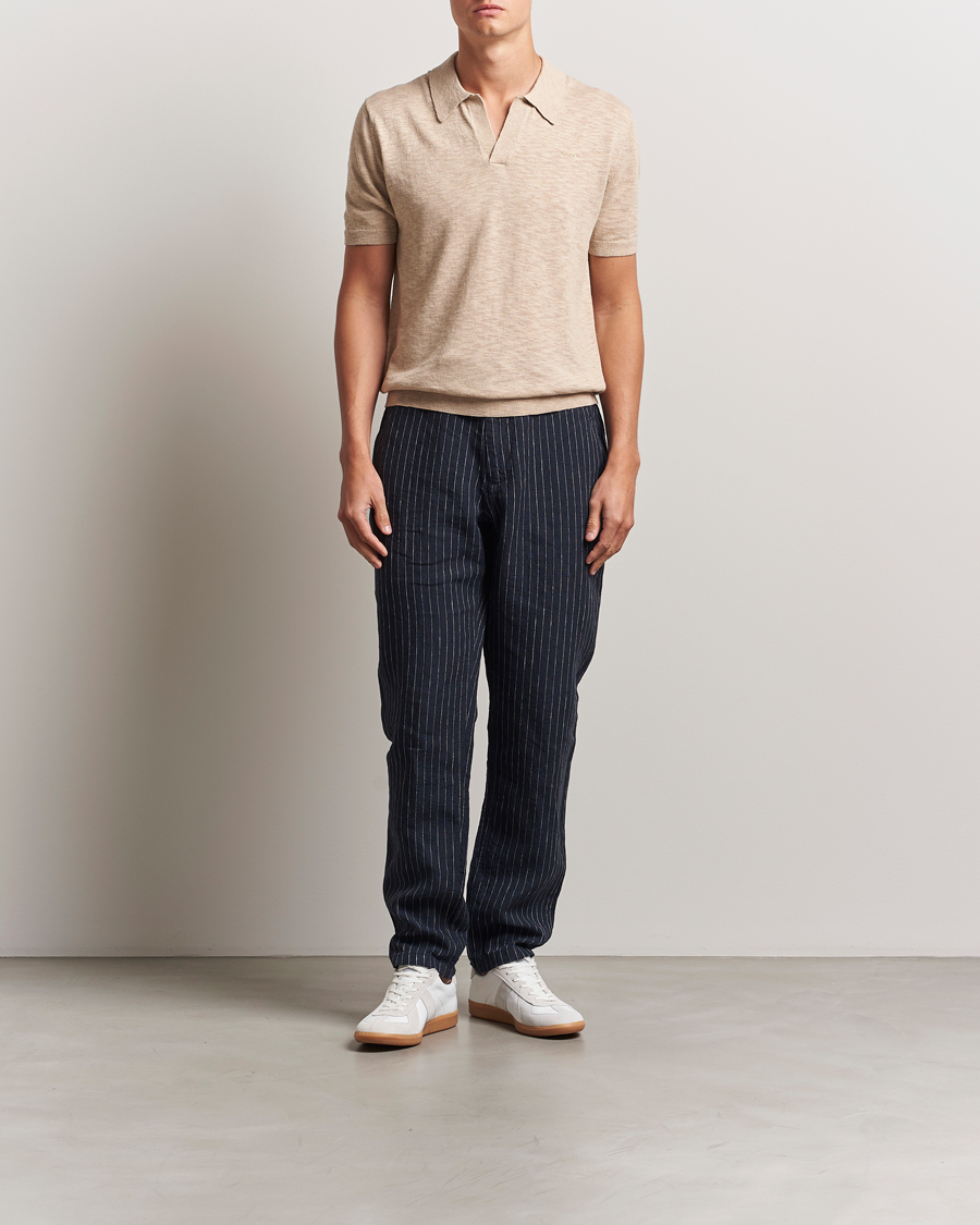 Herre | Pikéer | GANT | Linen/Cotton Open Collar Polo Dry Sand