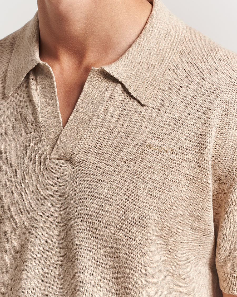 Herre | Pikéer | GANT | Linen/Cotton Open Collar Polo Dry Sand