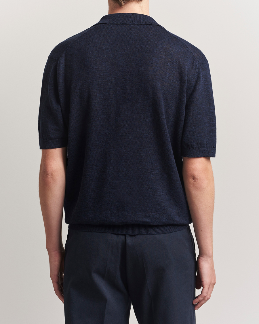 Herre | Pikéer | GANT | Linen/Cotton Open Collar Polo Evening Blue