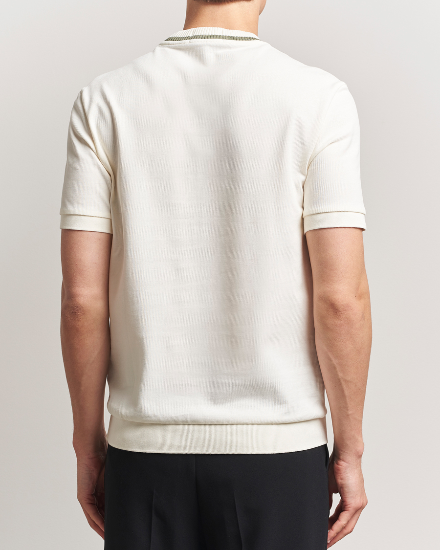 Herre | T-Shirts | Fred Perry | Pique Crew Neck T-Shirt Light Ecru