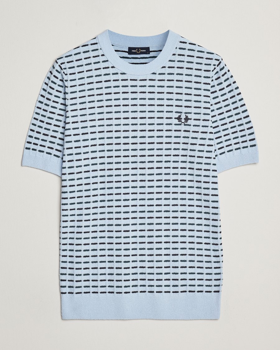 Herre | T-Shirts | Fred Perry | Bouclé Ribbed Knitted T-Shirt Light Smoke