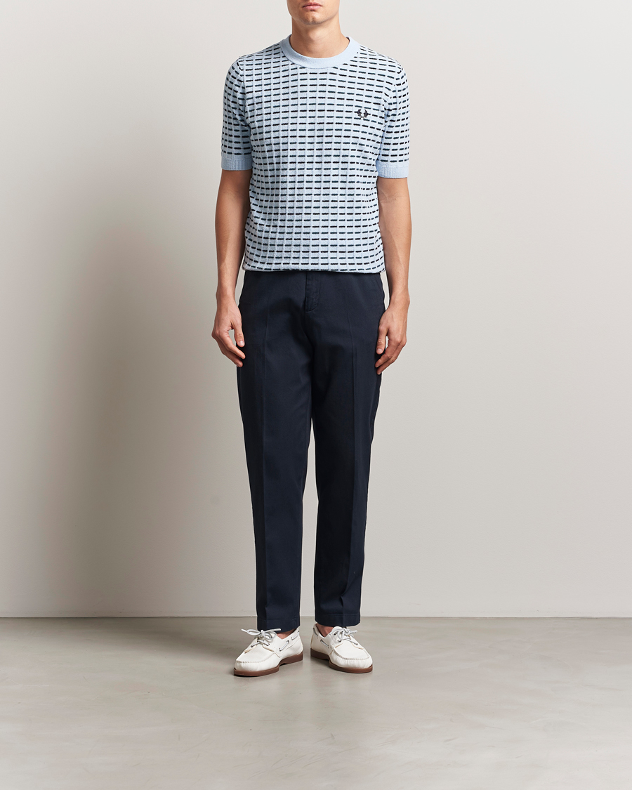 Herre | T-Shirts | Fred Perry | Bouclé Ribbed Knitted T-Shirt Light Smoke