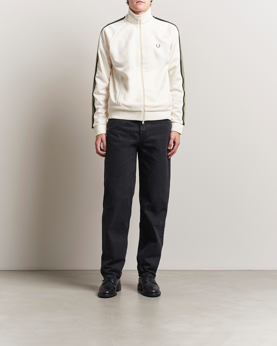 Herre | Gensere | Fred Perry | Two Colored Taped Track Jacket Light Ecru