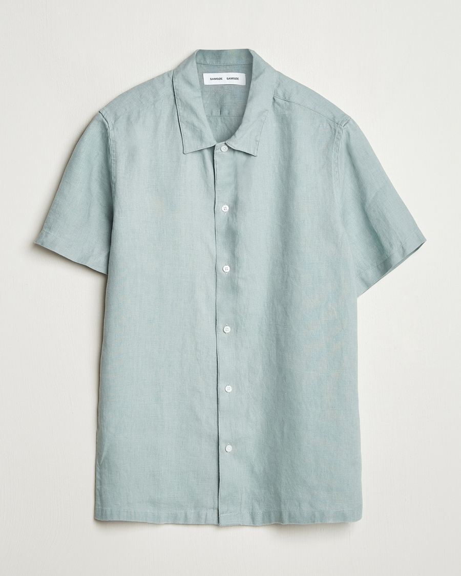 Herre | Skjorter | Samsøe Samsøe | Avan Linen Short Sleeve Shirt Abyss Green