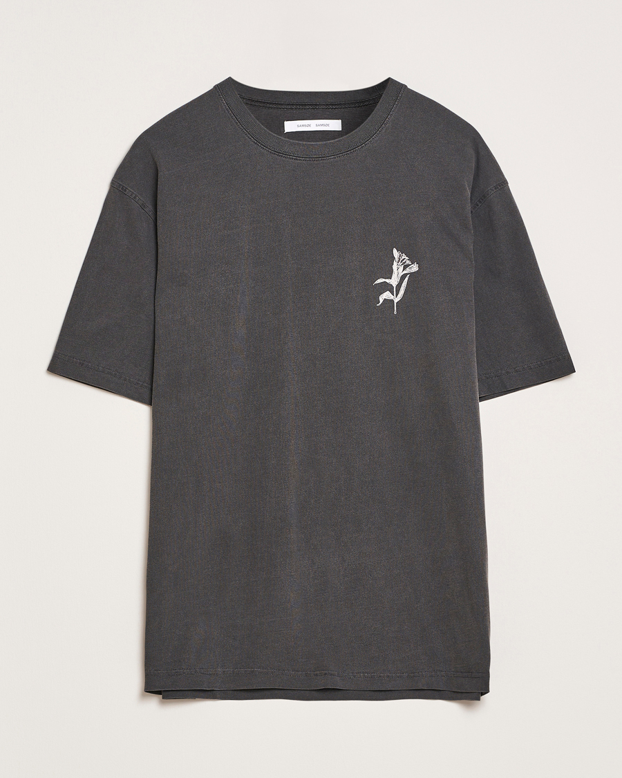 Herre | T-Shirts | Samsøe Samsøe | Printed Lily Crew Neck T-Shirt Washed Black