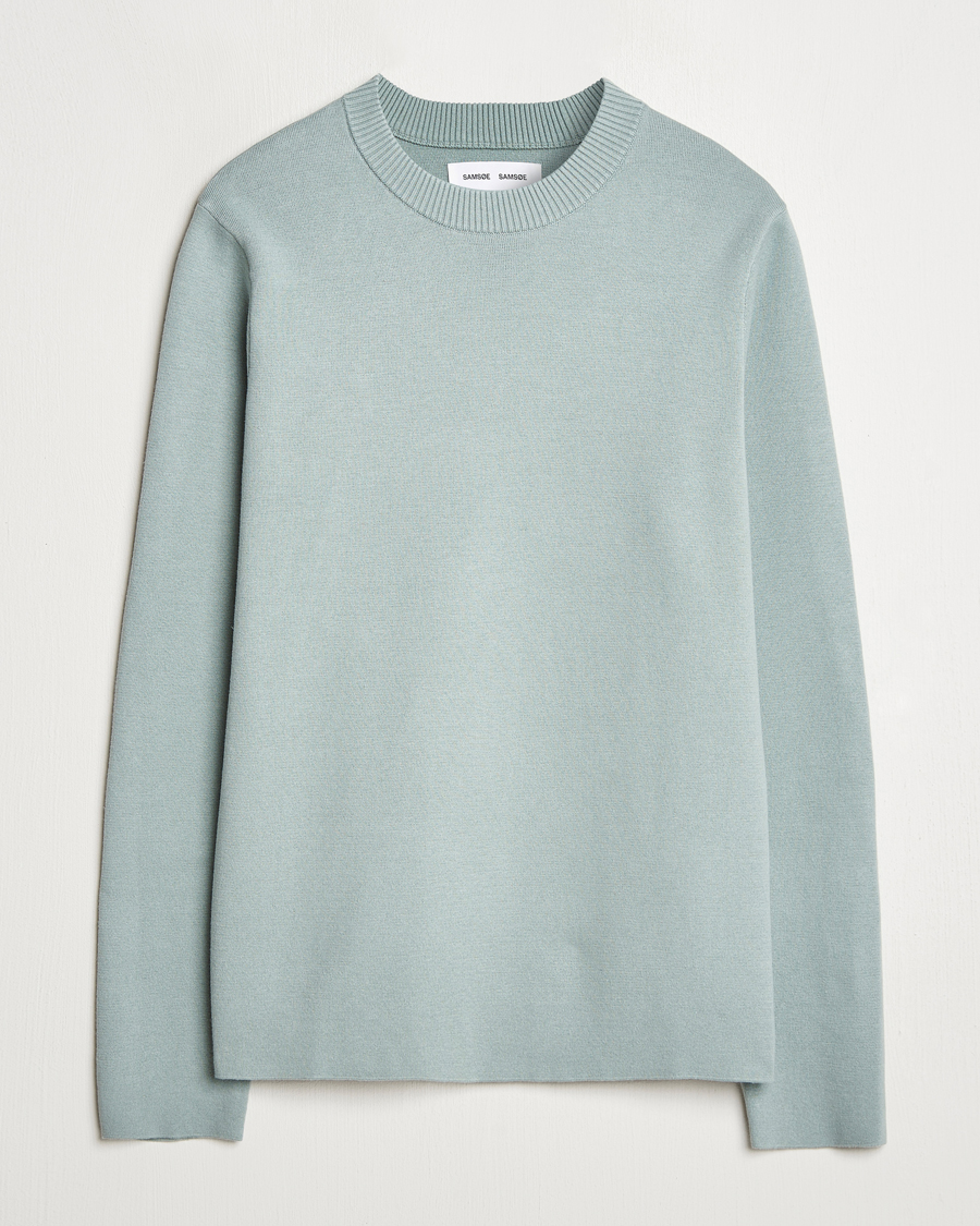 Herre | Nye produktbilder | Samsøe Samsøe | Niklas Crew Neck Sweater Abyss Green