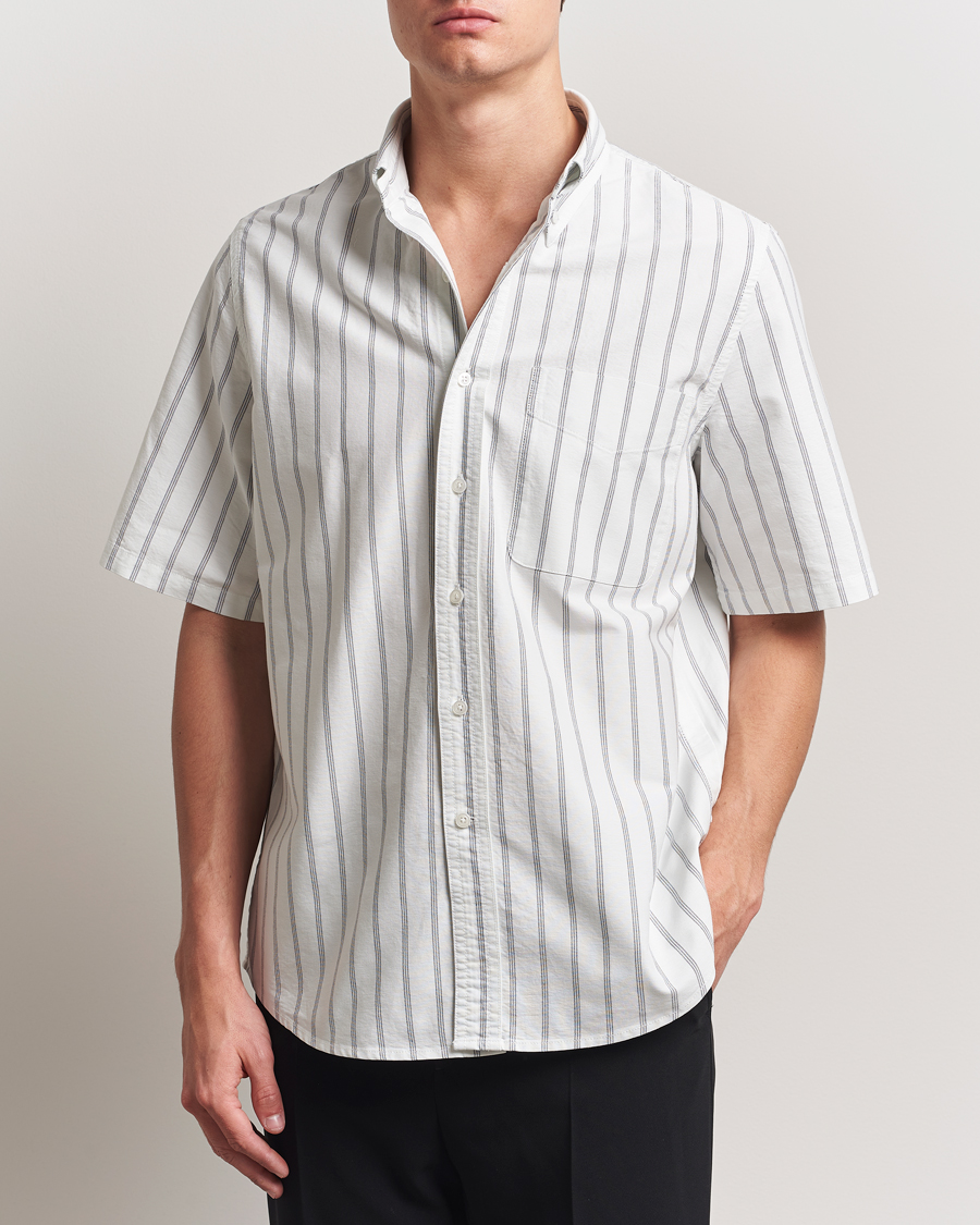 Herre | Skjorter | Filippa K | Striped Oxford Short Sleeve Shirt Pale Blue/Navy