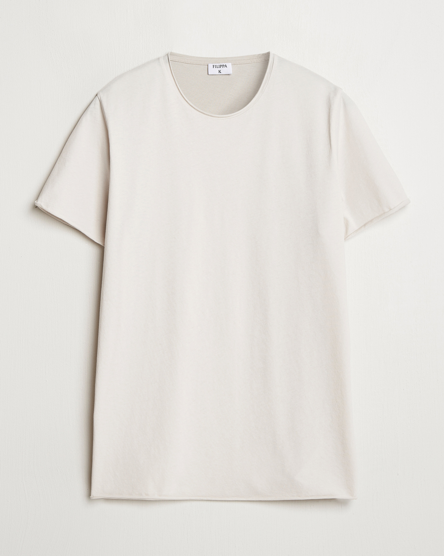 Herre | T-Shirts | Filippa K | Roll Neck Crew Neck T-Shirt Chalk Grey