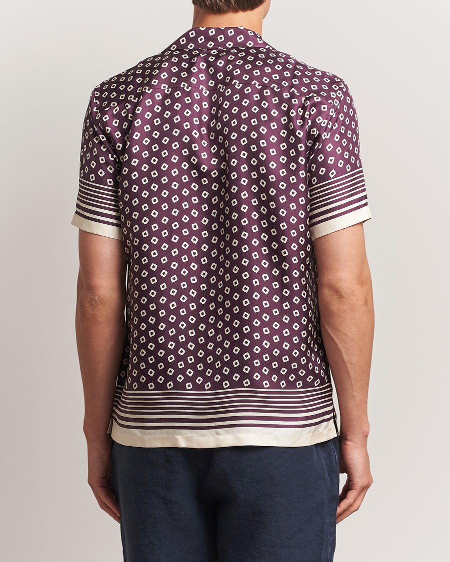 Herre | Skjorter | Orlebar Brown | Maitan Silk Lumina Short Sleeve Shirt Damson/Latte