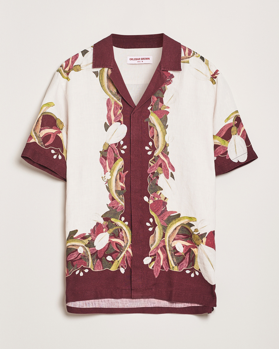 Herre | Skjorter | Orlebar Brown | Maitan Orchis Short Sleeve Linen Shirt Damson