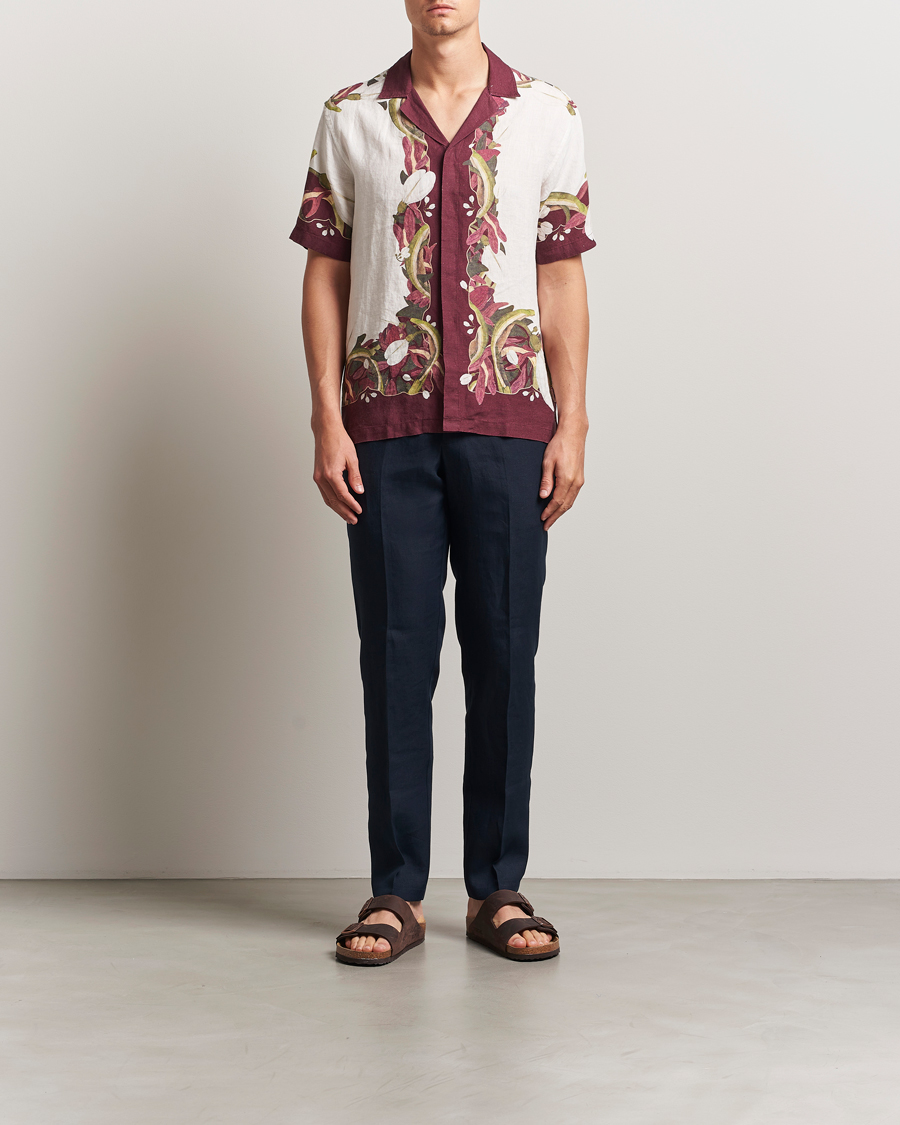 Herre | Skjorter | Orlebar Brown | Maitan Orchis Short Sleeve Linen Shirt Damson