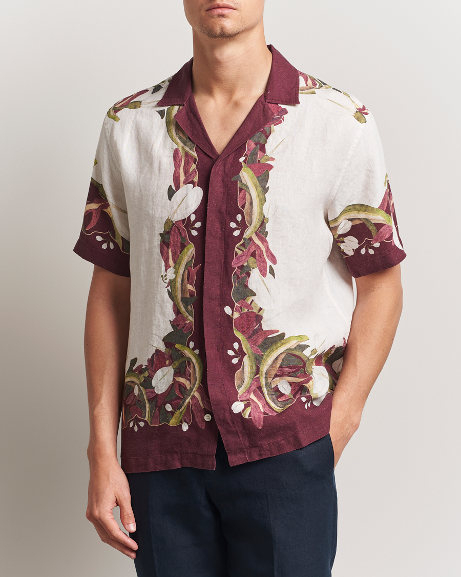 Herre | Skjorter | Orlebar Brown | Maitan Orchis Short Sleeve Linen Shirt Damson