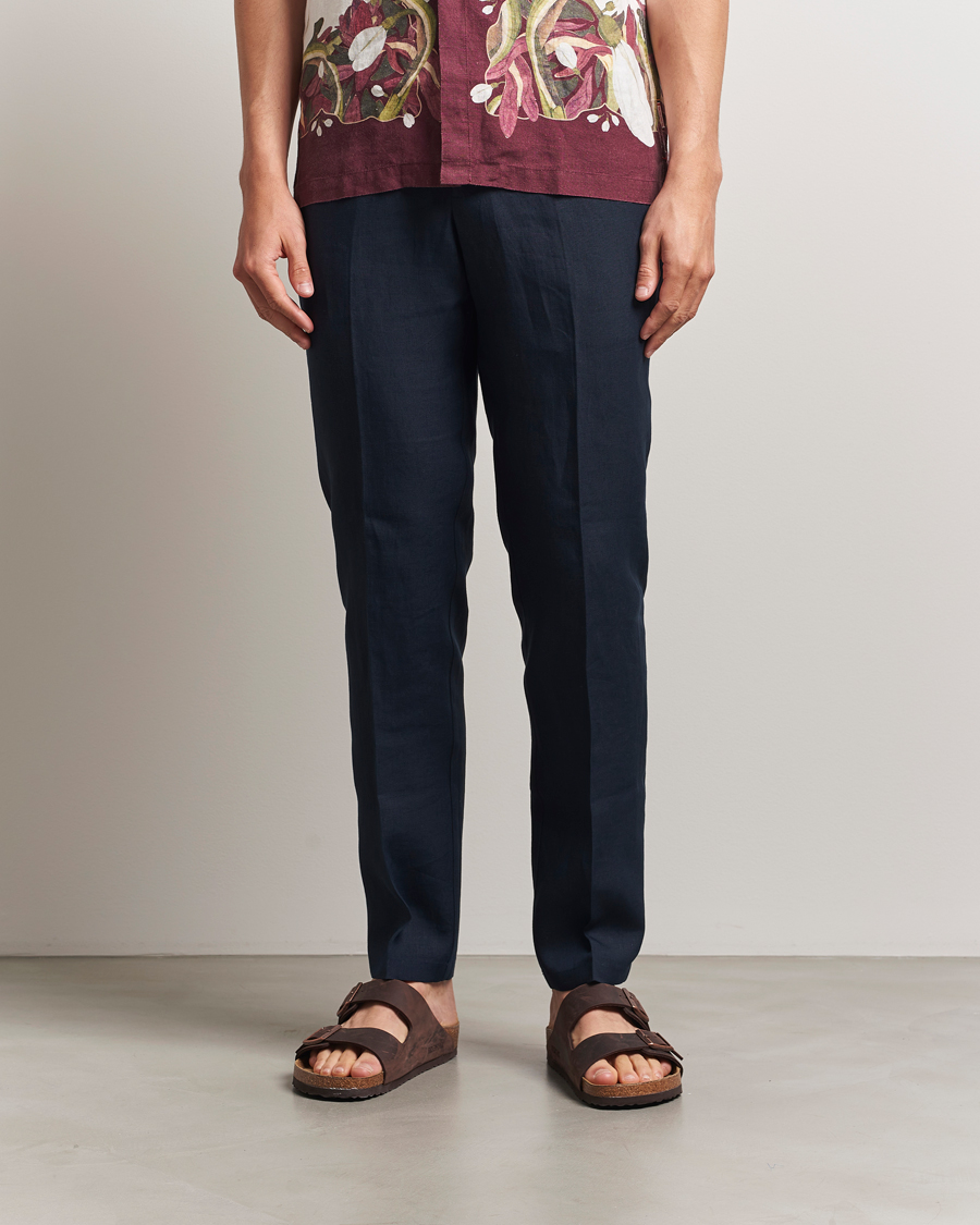 Herre | Bukser | Orlebar Brown | Griffon Italian Linen Trousers Night Iris