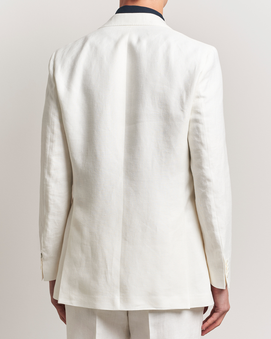Herre | Dressjakker | Oscar Jacobson | Faldo Diagonal Linen/Tencel Tuxedo White