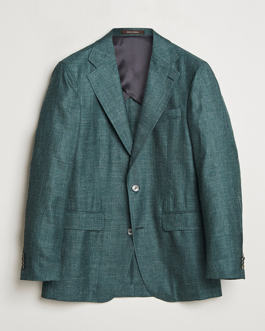 Herre | Dressjakker | Oscar Jacobson | Fellow EVO Wool/Silk/Linen Blazer Green