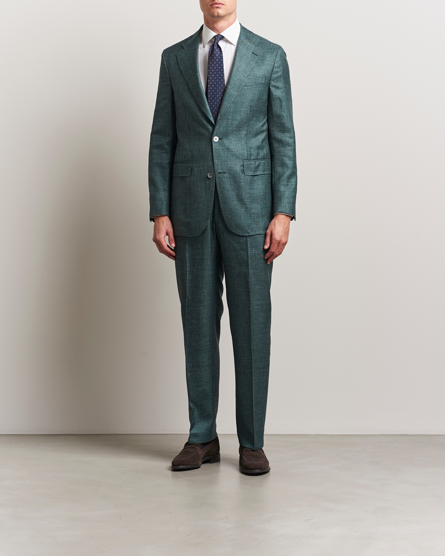 Herre | Dressjakker | Oscar Jacobson | Fellow EVO Wool/Silk/Linen Blazer Green