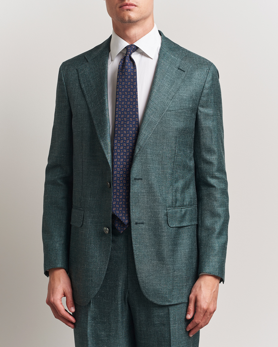 Herre | Dressjakker | Oscar Jacobson | Fellow EVO Wool/Silk/Linen Blazer Green