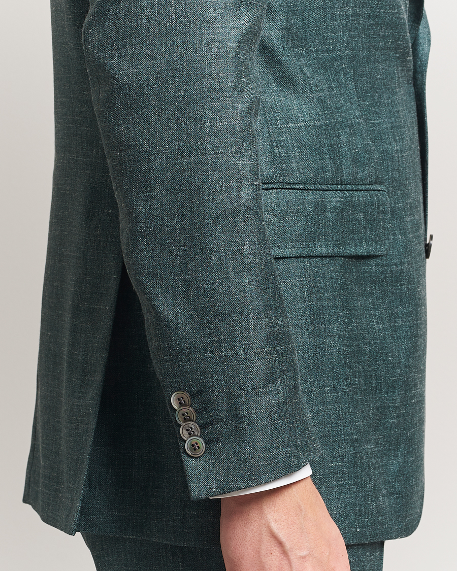 Herre | Dressjakker | Oscar Jacobson | Fellow EVO Wool/Silk/Linen Blazer Green