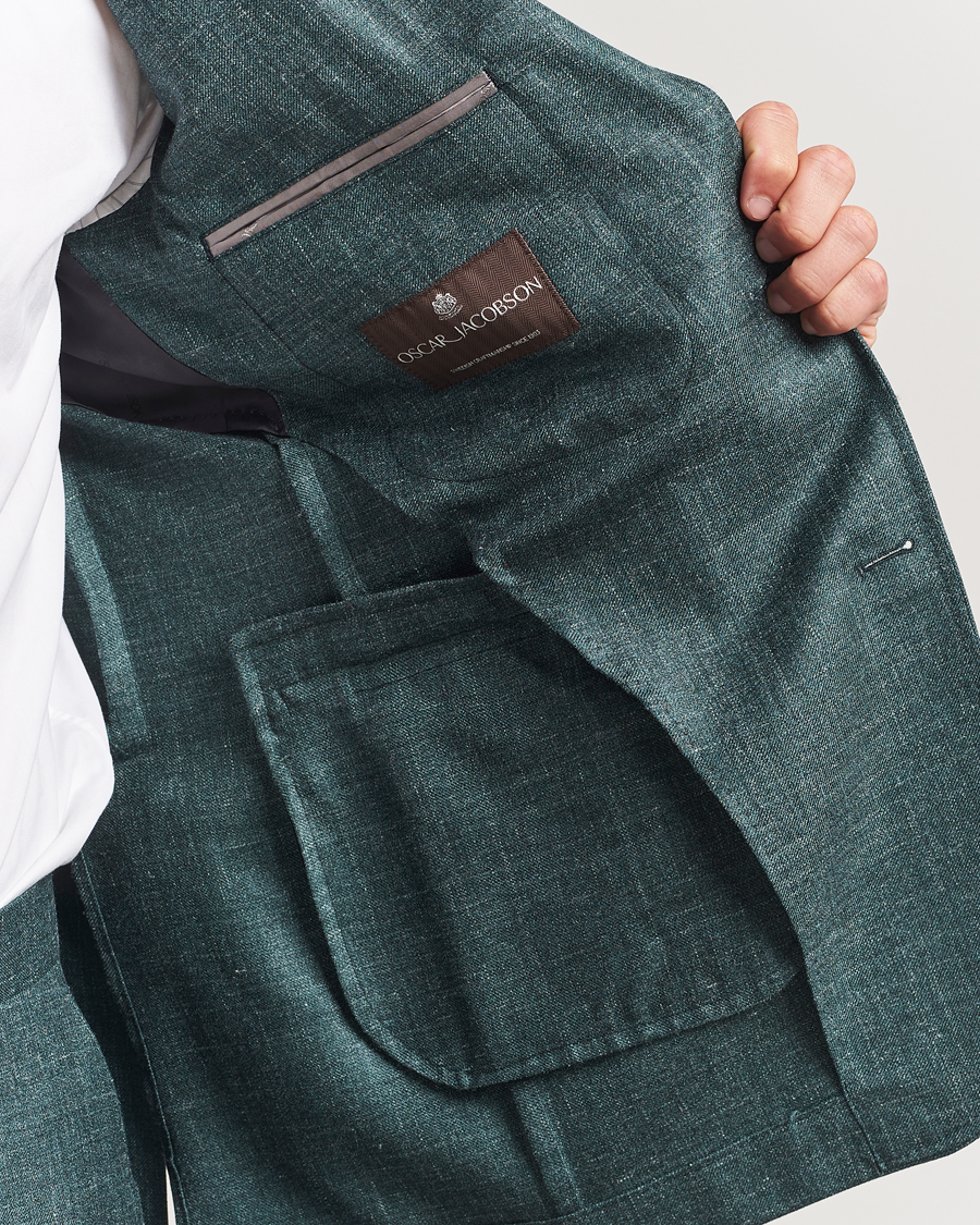 Herre | Dressjakker | Oscar Jacobson | Fellow EVO Wool/Silk/Linen Blazer Green